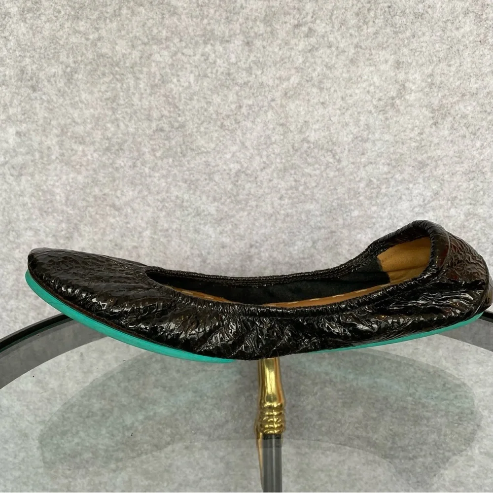 T22 Tieks by Gavrieli Obsidian Black embossed croc patent leather 9